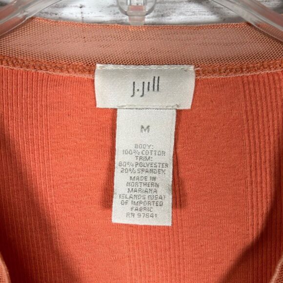 J Jill Orange Paisley V Neck 3/4 Sleeve Surplice Cotton T- Shirt Size M - Picture 4 of 6